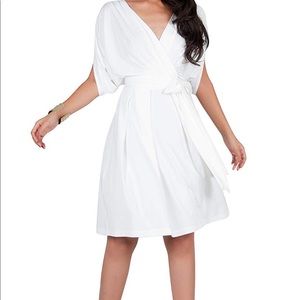 White Grecian wrap dress